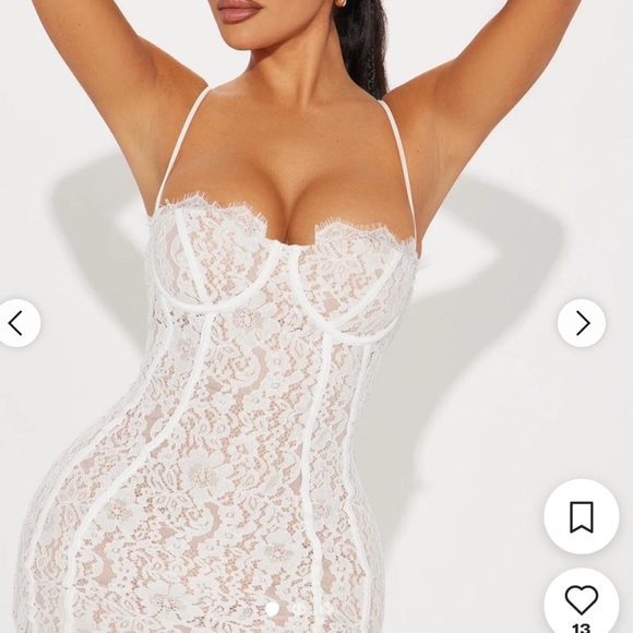 White Lace Bodycon Dress - Picture 3 of 6